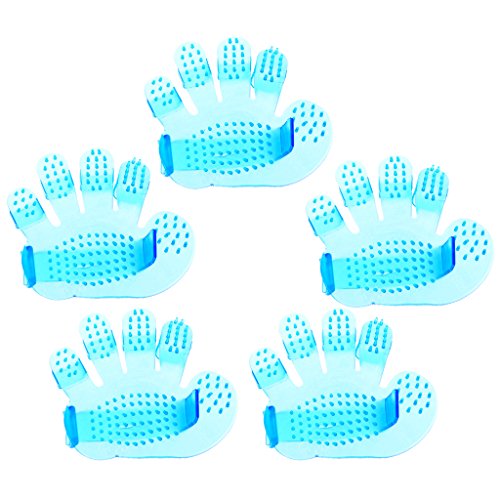 D DOLITY 5pcs Fellpflegehandschuh Hundebürste Handschuh Fellbürste Fellpflege Bürste Badebürste Massage Werkzeug für Hund und Katze von D DOLITY