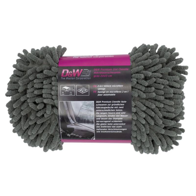 D&W Premium 2in1 Chenille Mikrofaserschwamm grau 22x13cm von D&W