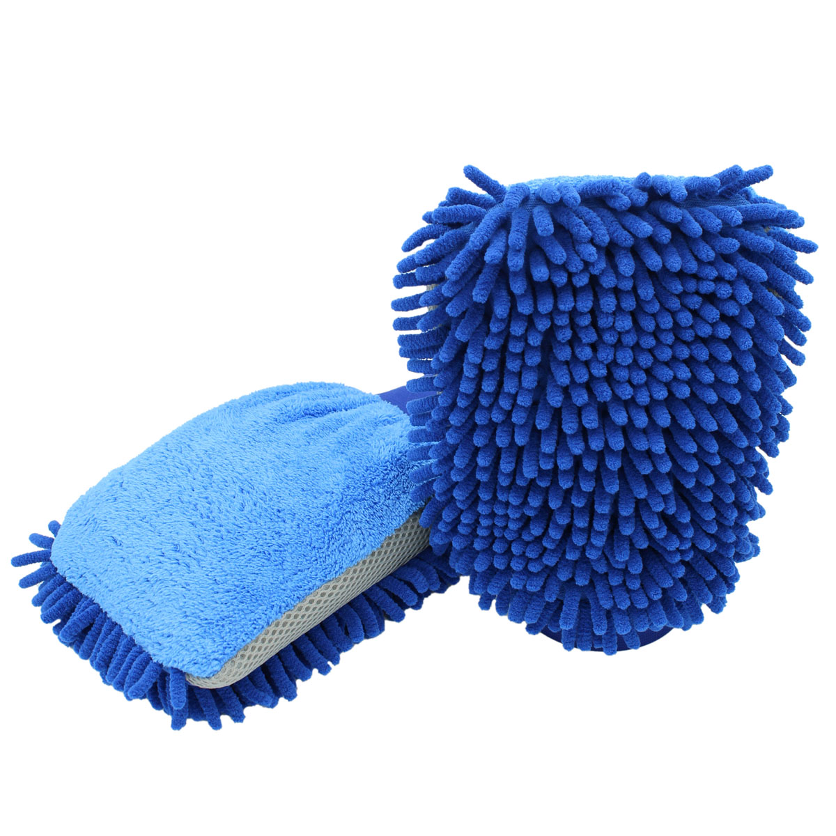 D&W Premium 3in1 Chenille Waschhandschuh blau/grau 22x17cm von D&W