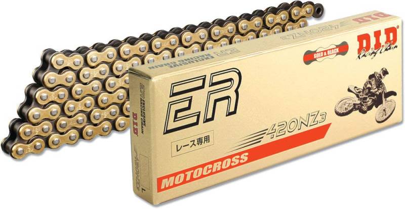 DID Kette 420 NZ3 doppelt verstärkt gold/schwarz 110 Glieder offen Clipschloss von D.I.D Racing Chain
