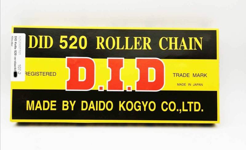 DID Kette 520 Standart verstärkt schwarz 112 Glieder offen Clipschloss von D.I.D Racing Chain