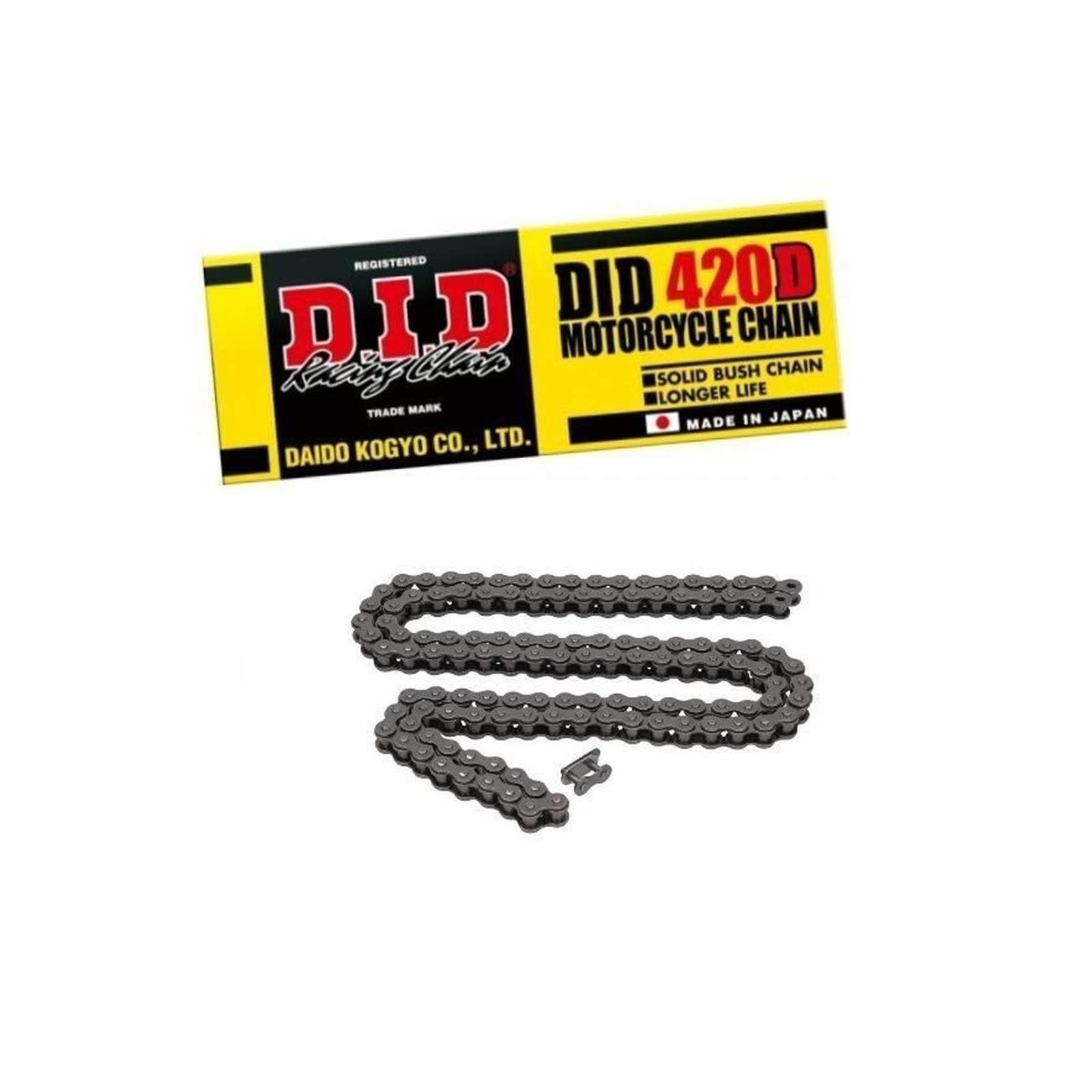 DID Kette 420 D Standard schwarz (stahlfarben) 64 Glieder offen Clipschloss von D.I.D Racing Chain