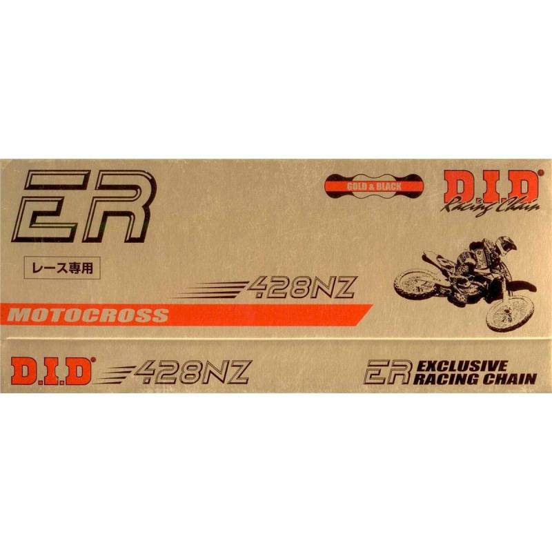 DID Kette 428 NZ doppelt verstärkt gold/schwarz 136 Glieder offen Clipschloss von D.I.D Racing Chain