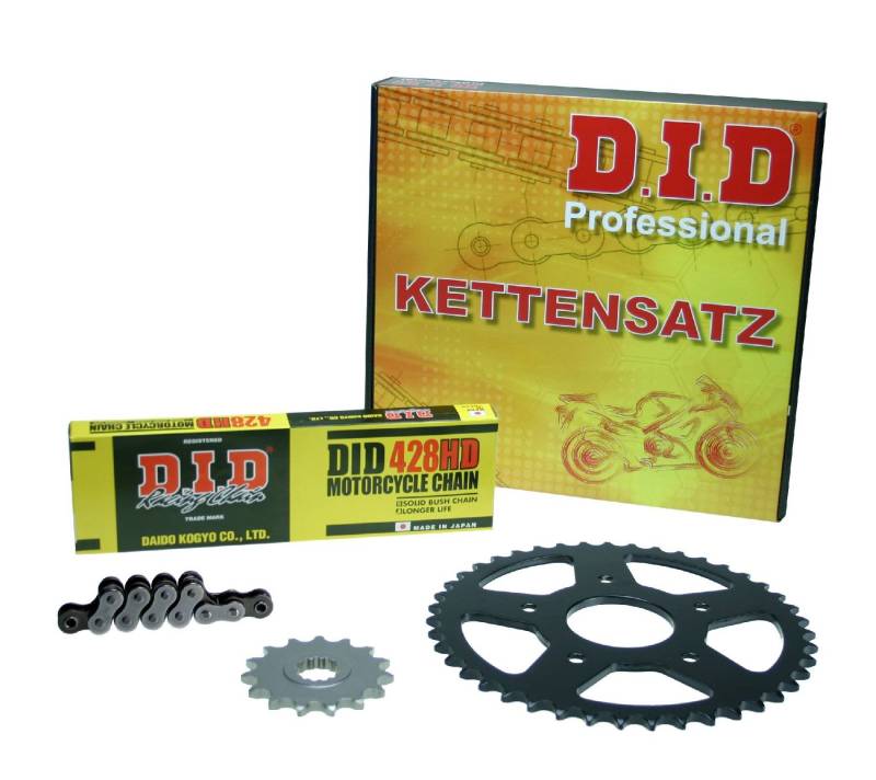 Kettensatz Kawasaki KMX 125, 1991-2003, Typ MX125B, DID (Standard) verstärkt von Feuerstuhl.de GmbH