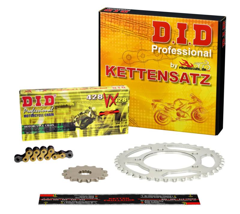 Kettensatz Yamaha YZF-R 125, 2008-2016 (RE06, RE11) DID X-Ring extra verstärkt gold von Feuerstuhl.de GmbH