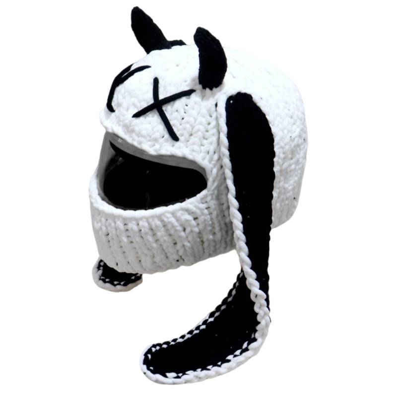Spaß Kaninchen Ohrmotorradhelme Abdecken Gestrickte Plüsch Full Face Schutzabdeckungen Für Fahrer Motorradausrüstung von DABAIXIONG