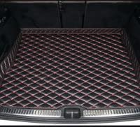 Auto Leder Kofferraummatte Für Audi Q8 2018-2023, Kofferraum Schutzmatte rutschfest Kofferraumwanne Kratzfest Kofferraumschutz Mat Autozubehör,F-BlackRed von DABAUR