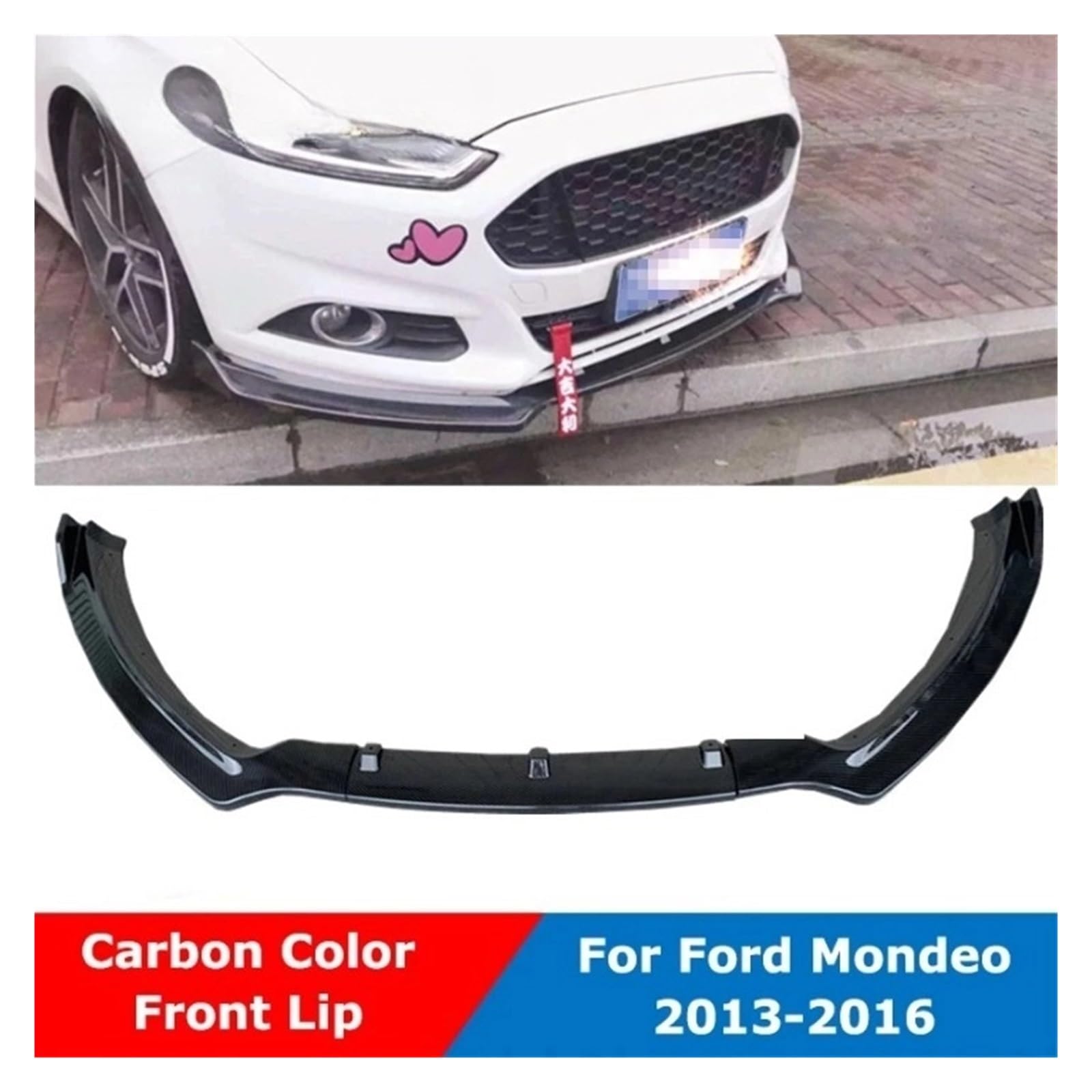DACOLWZING Auto Front Splitter Lip Spoiler Stoßstange Schaufel Kompatibel for Mondeo -Fusion 2013 2014 2015 2016 3 PCS/SET ABS(Matte Black) von DACOLWZING