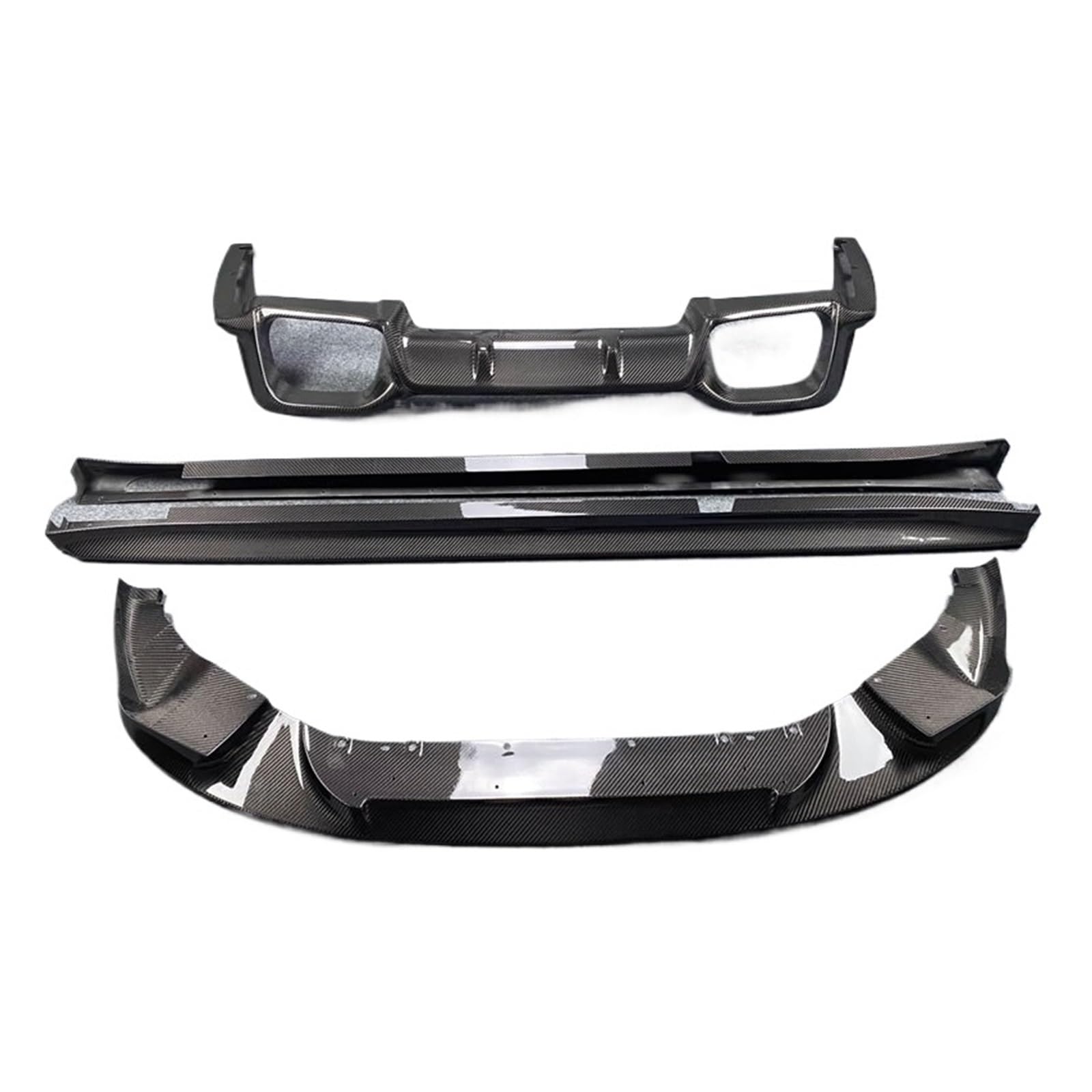 DACOLWZING Frontlippe, Heckdiffusor, Seitenschweller, Karosserie-Kit, kompatibel mit BMW G01 X3 G02 X4 F97 X3M F98 X4M 2019, Kohlefaser(A STYLE) von DACOLWZING