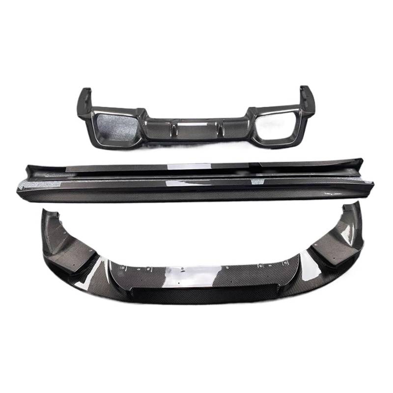 DACOLWZING Frontlippe, Heckdiffusor, Seitenschweller, Karosserie-Kit, kompatibel mit BMW G01 X3 G02 X4 F97 X3M F98 X4M 2019, Kohlefaser(A STYLE) von DACOLWZING
