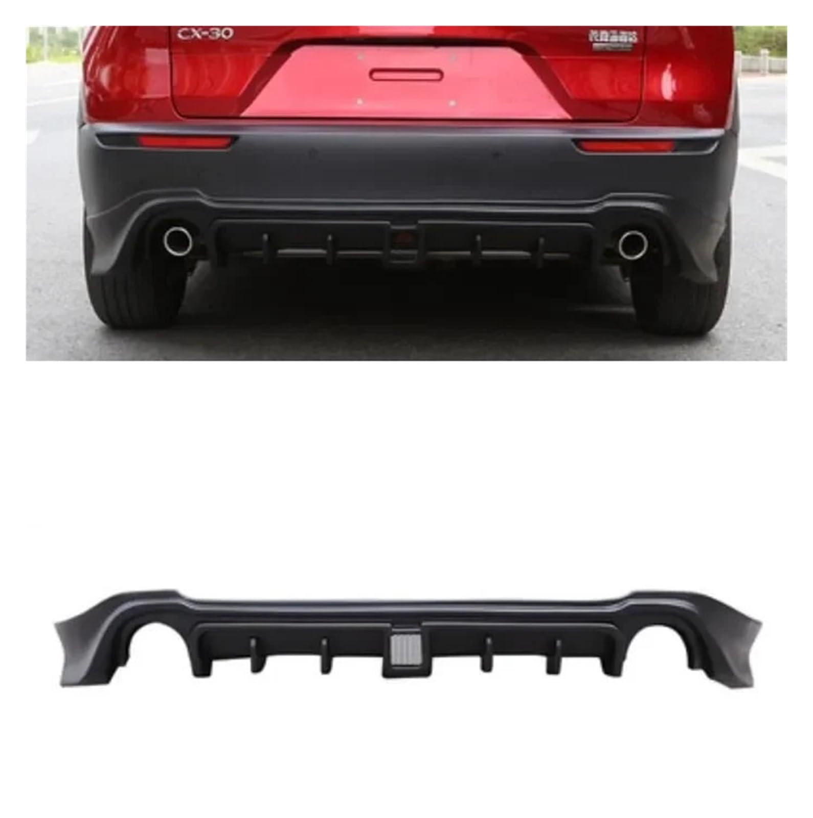 DACOLWZING Frontlippe Heckdiffusor Spoiler Seitenschweller Racing Grills Abdeckung Kompatibel for Mazda CX30 CX-30 2020-2022 ABS Schwarz(Rear diffuser) von DACOLWZING