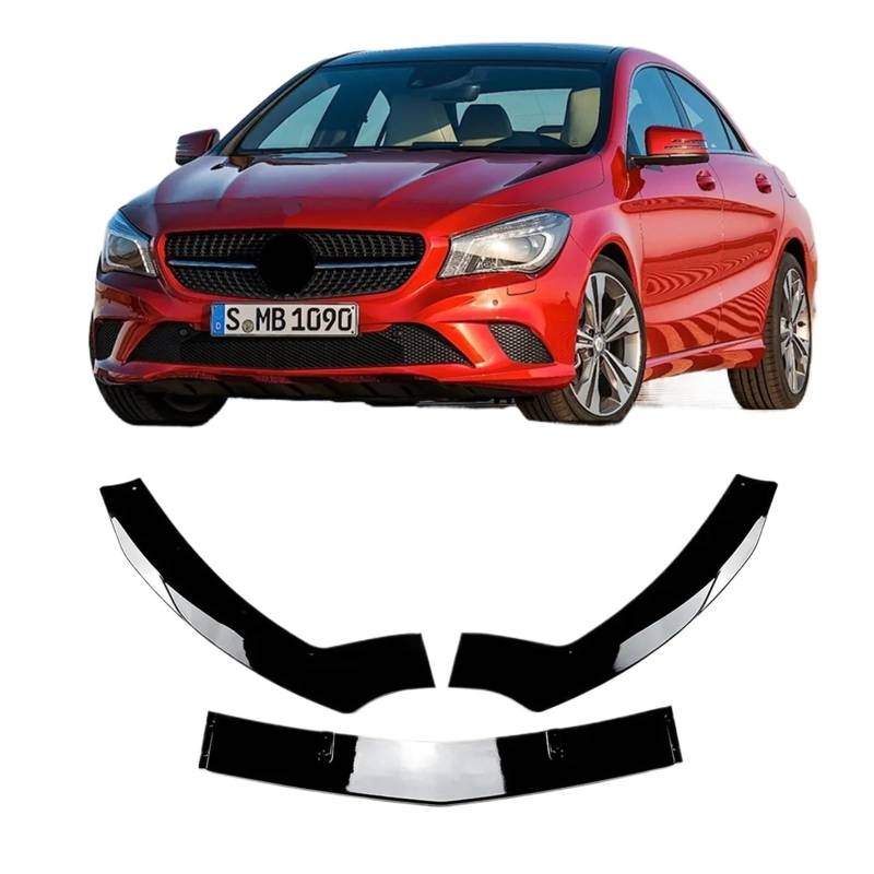 DACOLWZING Frontspoilerlippe Splitter Spoiler Diffusor Benutzerdefinierte Bodykits Kompatibel for Mercedes -Benz CLA-Klasse C117 CLA200 CLA220 CLA180 2013-2019 ABS(Pre-facelift) von DACOLWZING