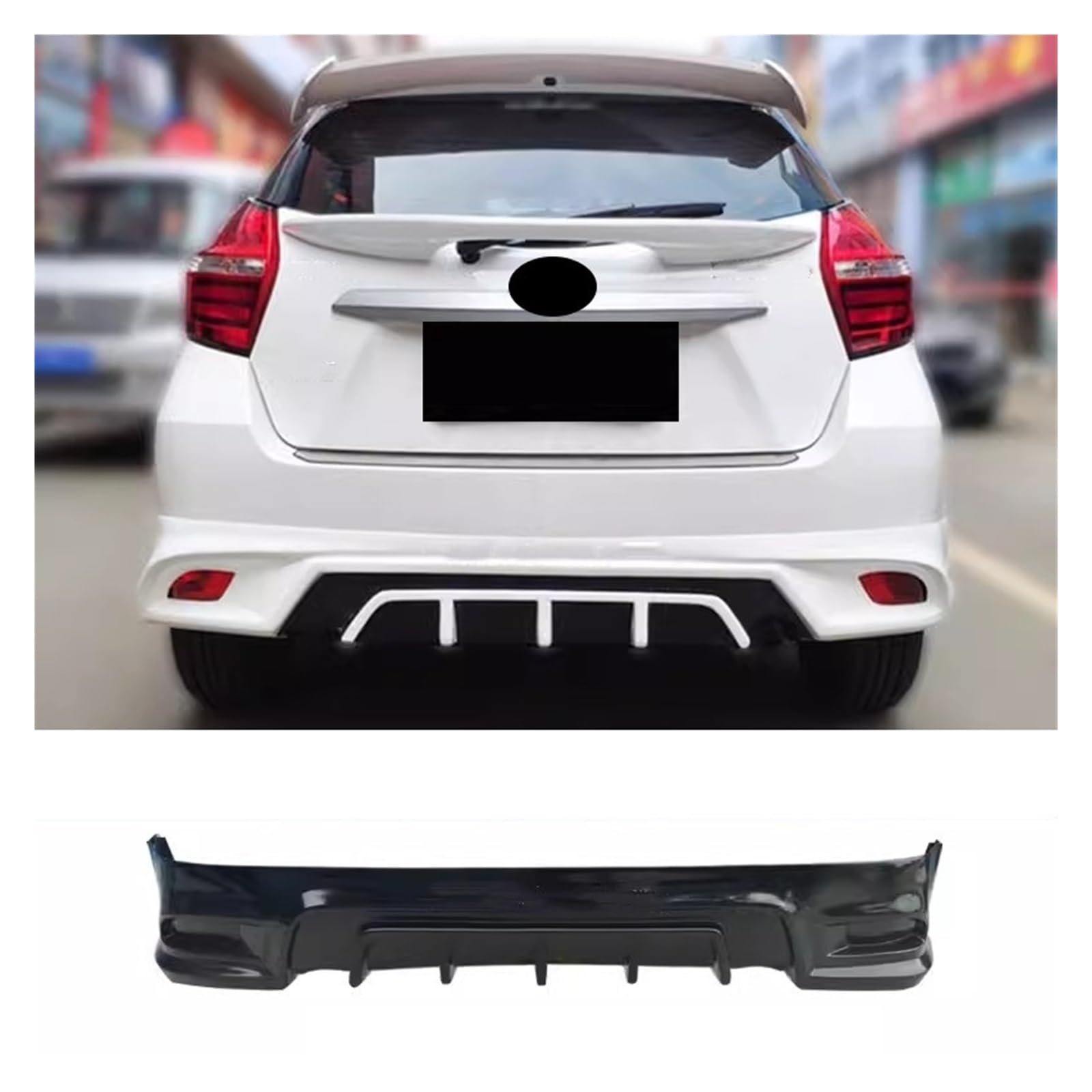 DACOLWZING Frontstoßstange, vordere Hecklippe, Schaufel, Seitenschweller, Montage, kompatibel mit Toyota -Yaris 2014 2015, modifizierter Karosseriesatz, unlackiert(Rear lip) von DACOLWZING