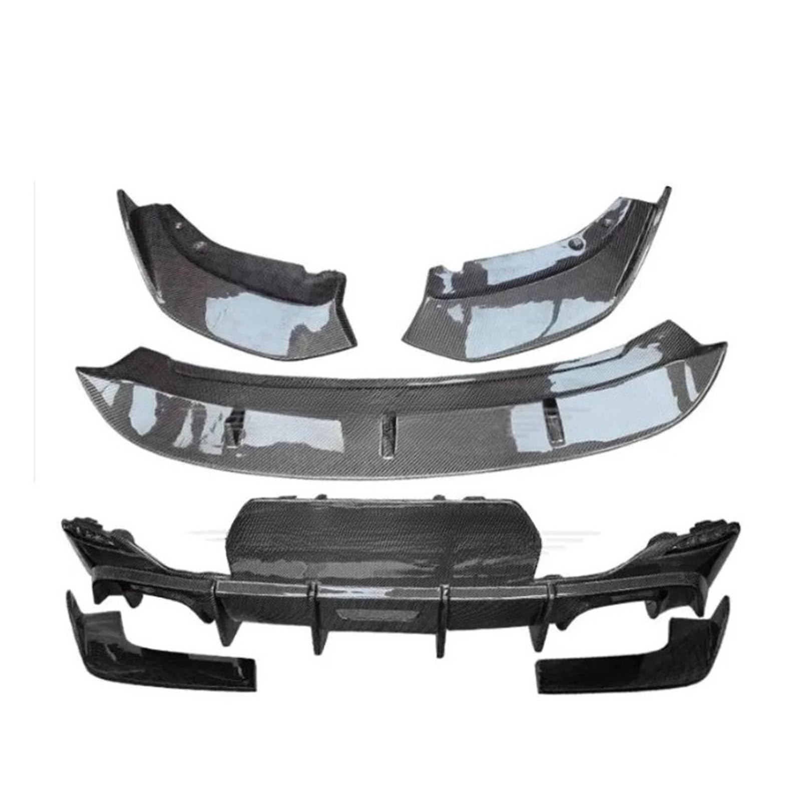 DACOLWZING Frontstoßstangenlippe, Heckdiffusor, Spoiler, Seitenschweller, Komplettset, kompatibel mit BMW X2 F39 2018–2023, echte Kohlefaser(Front Rear) von DACOLWZING