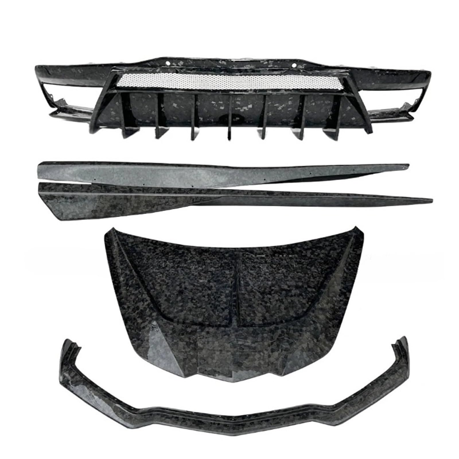 DACOLWZING Frontstoßstangenlippe, Seitenschweller, Motorhaube, Heckdiffusor, Bodykit, kompatibel mit Corvette C8 2020+, Autoteile, geschmiedete Kohlefaser(One Set) von DACOLWZING