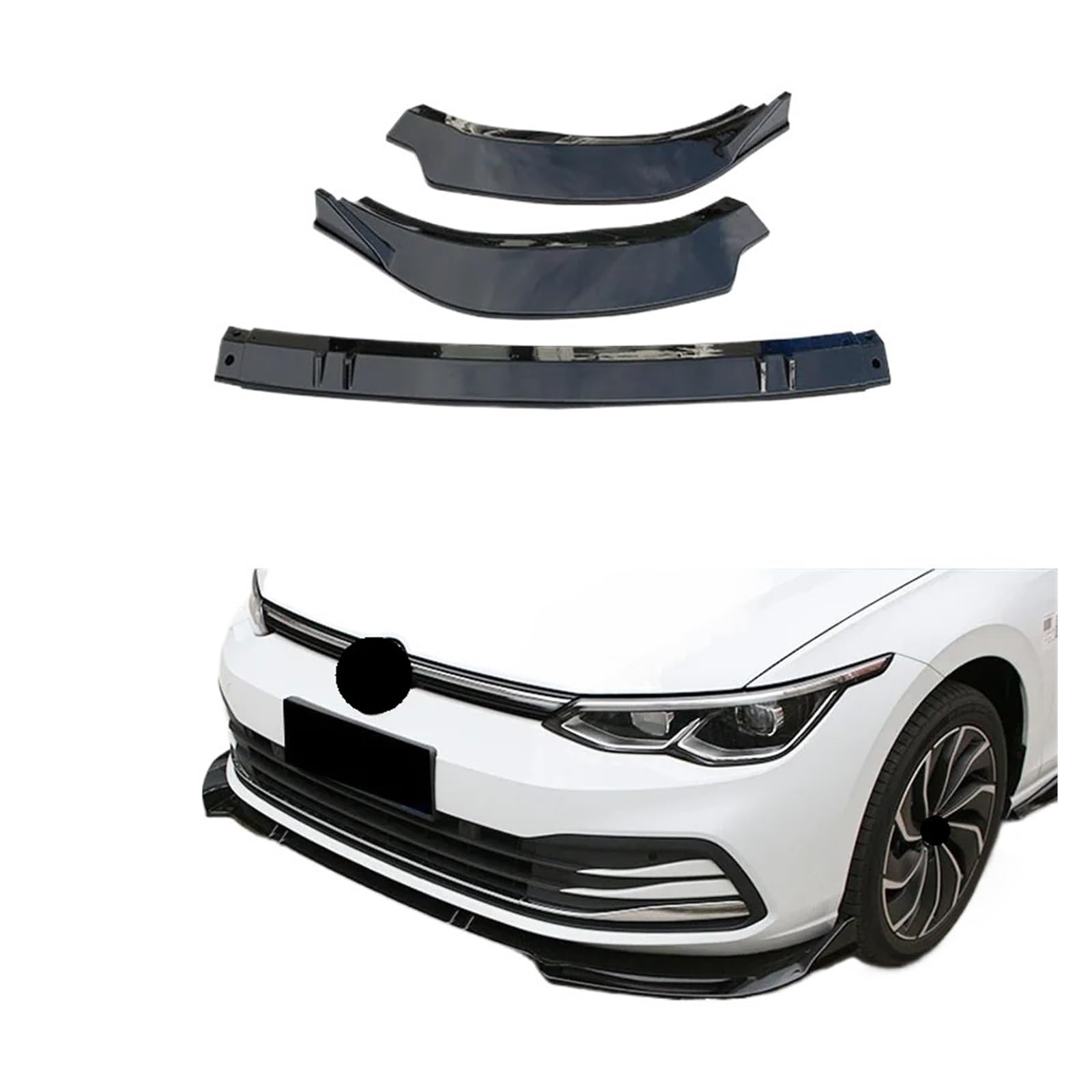 DACOLWZING Frontstoßstangenlippenabdeckung Kinn Body Kit Tuning Zubehör Splitter Kompatibel for VW -Golf 8 MK8 Life GTI GTD GTE R Pro 2021 2022 2023(Pro Gloss Black) von DACOLWZING