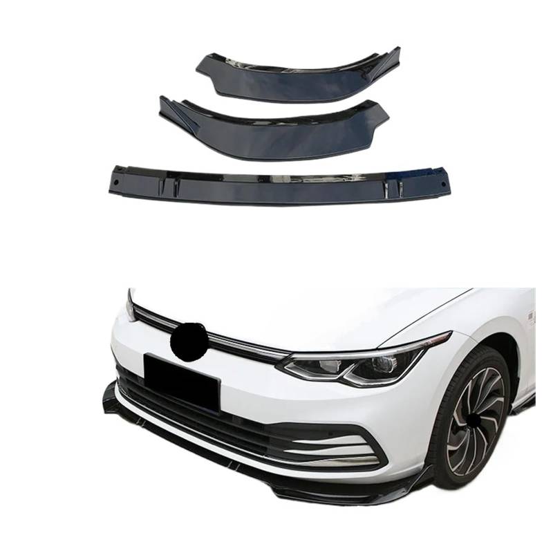 DACOLWZING Frontstoßstangenlippenabdeckung Kinn Body Kit Tuning Zubehör Splitter Kompatibel for VW -Golf 8 MK8 Life GTI GTD GTE R Pro 2021 2022 2023(Pro Gloss Black) von DACOLWZING