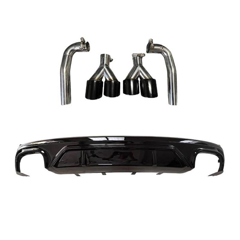 DACOLWZING Heckstoßstangen-Diffusor-Splitter-Kinnspoiler-Bodykit Vierwege-Auspuffrohr Kompatibel for Geely -Monjaro -Xingyue L 2021 2022 2023 2024(Black whole set) von DACOLWZING