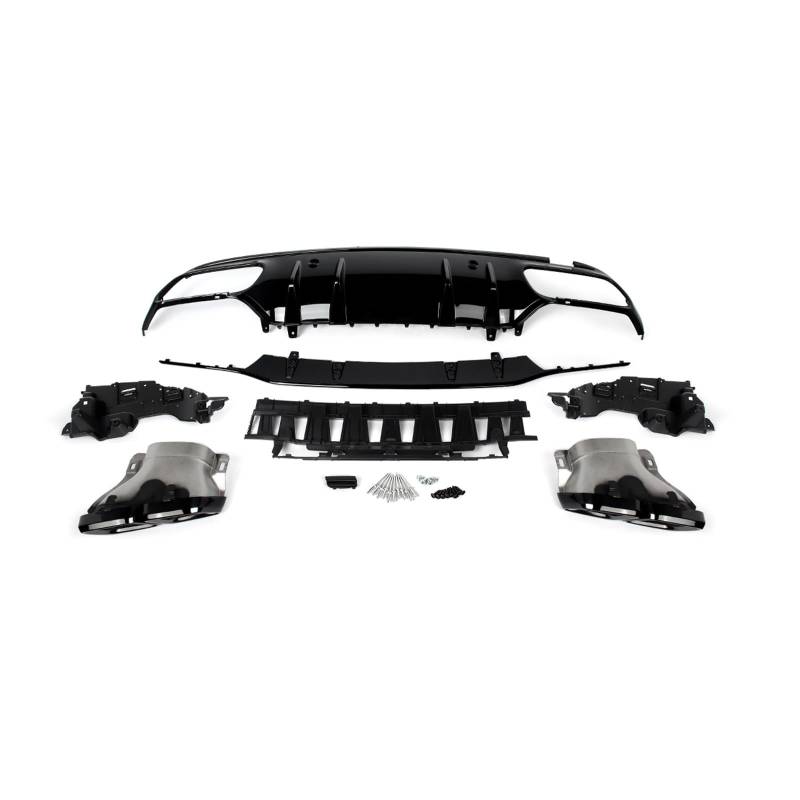 DACOLWZING Heckstoßstangen-Diffusorlippe Kompatibel for Mercedes-Benz C-Klasse W205 Limousine AMG-Line Diffusor mit Auspuffspitzen Stoßstangenschutz 2014-21 von DACOLWZING
