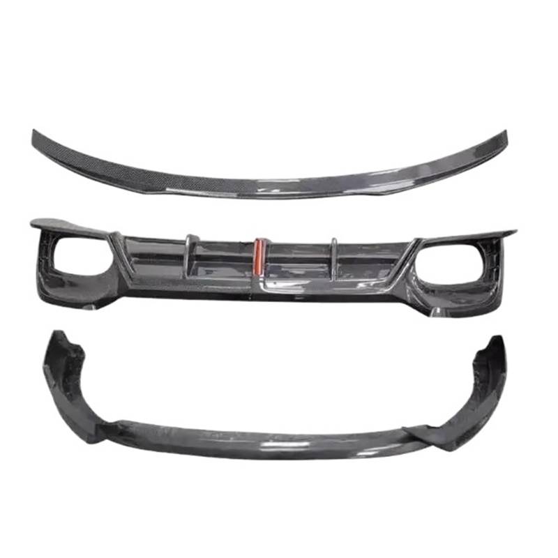 DACOLWZING Stoßstange Vorne Lippe Hinten Stamm Diffusor Dach Spoiler Kompatibel for Audi Q3 2019 2020 2021 2022 2023 2024 Real Carbon Fiber volle Körper Kit(Body Kit B) von DACOLWZING