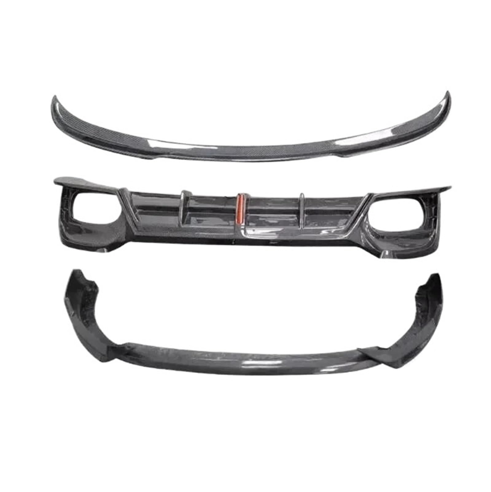 DACOLWZING Stoßstange Vorne Lippe Hinten Stamm Diffusor Dach Spoiler Kompatibel for Audi Q3 2019 2020 2021 2022 2023 2024 Real Carbon Fiber volle Körper Kit(Body Kit C) von DACOLWZING