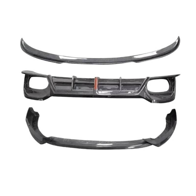 DACOLWZING Stoßstange Vorne Lippe Hinten Stamm Diffusor Dach Spoiler Kompatibel for Audi Q3 2019 2020 2021 2022 2023 2024 Real Carbon Fiber volle Körper Kit(Body Kit C) von DACOLWZING
