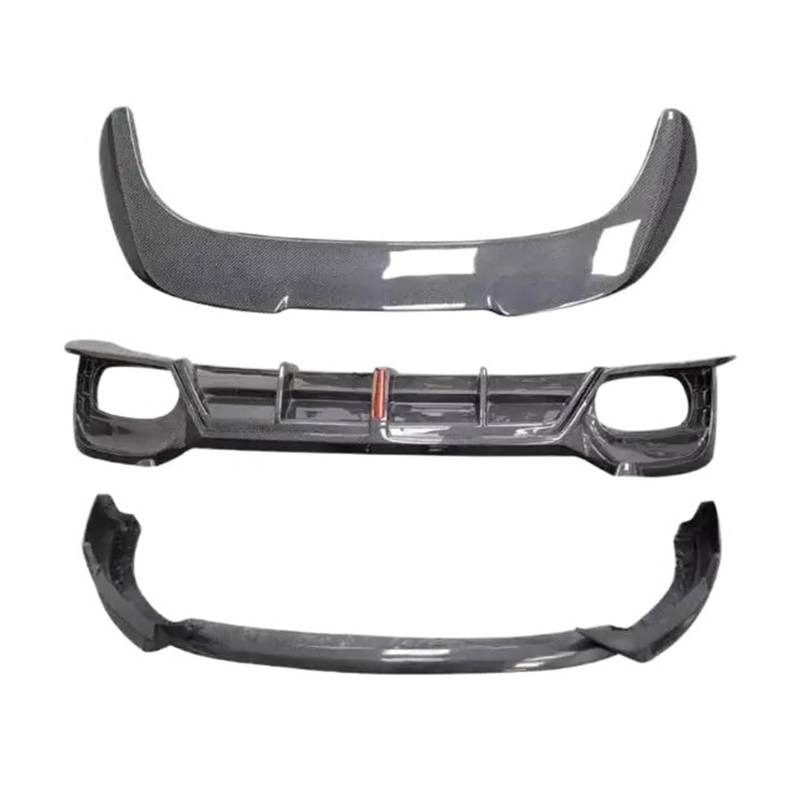 DACOLWZING Stoßstange Vorne Lippe Hinten Stamm Diffusor Dach Spoiler Kompatibel for Audi Q3 2019 2020 2021 2022 2023 2024 Real Carbon Fiber volle Körper Kit(Body Kit D) von DACOLWZING