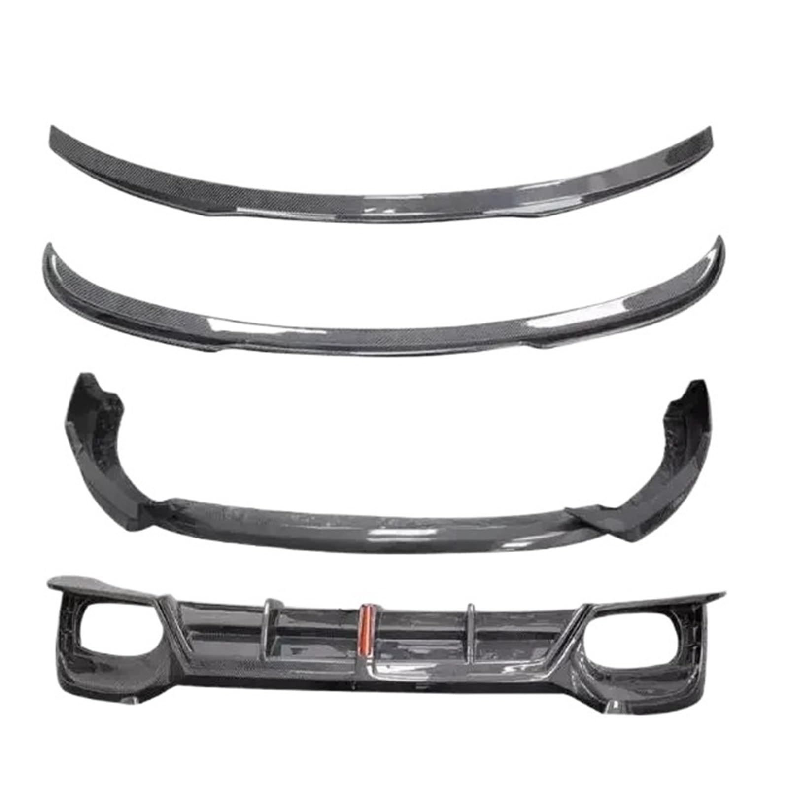 DACOLWZING Stoßstange Vorne Lippe Hinten Stamm Diffusor Dach Spoiler Kompatibel for Audi Q3 2019 2020 2021 2022 2023 2024 Real Carbon Fiber volle Körper Kit(Body Kit E) von DACOLWZING