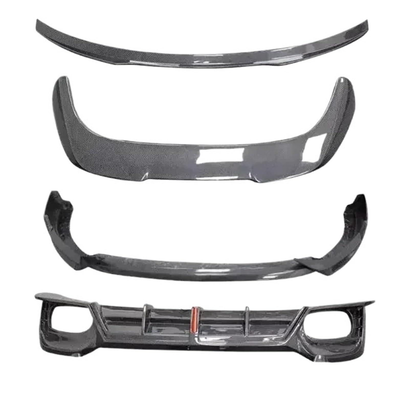 DACOLWZING Stoßstange Vorne Lippe Hinten Stamm Diffusor Dach Spoiler Kompatibel for Audi Q3 2019 2020 2021 2022 2023 2024 Real Carbon Fiber volle Körper Kit(Body Kit F) von DACOLWZING