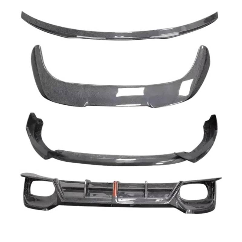 DACOLWZING Stoßstange Vorne Lippe Hinten Stamm Diffusor Dach Spoiler Kompatibel for Audi Q3 2019 2020 2021 2022 2023 2024 Real Carbon Fiber volle Körper Kit(Body Kit F) von DACOLWZING