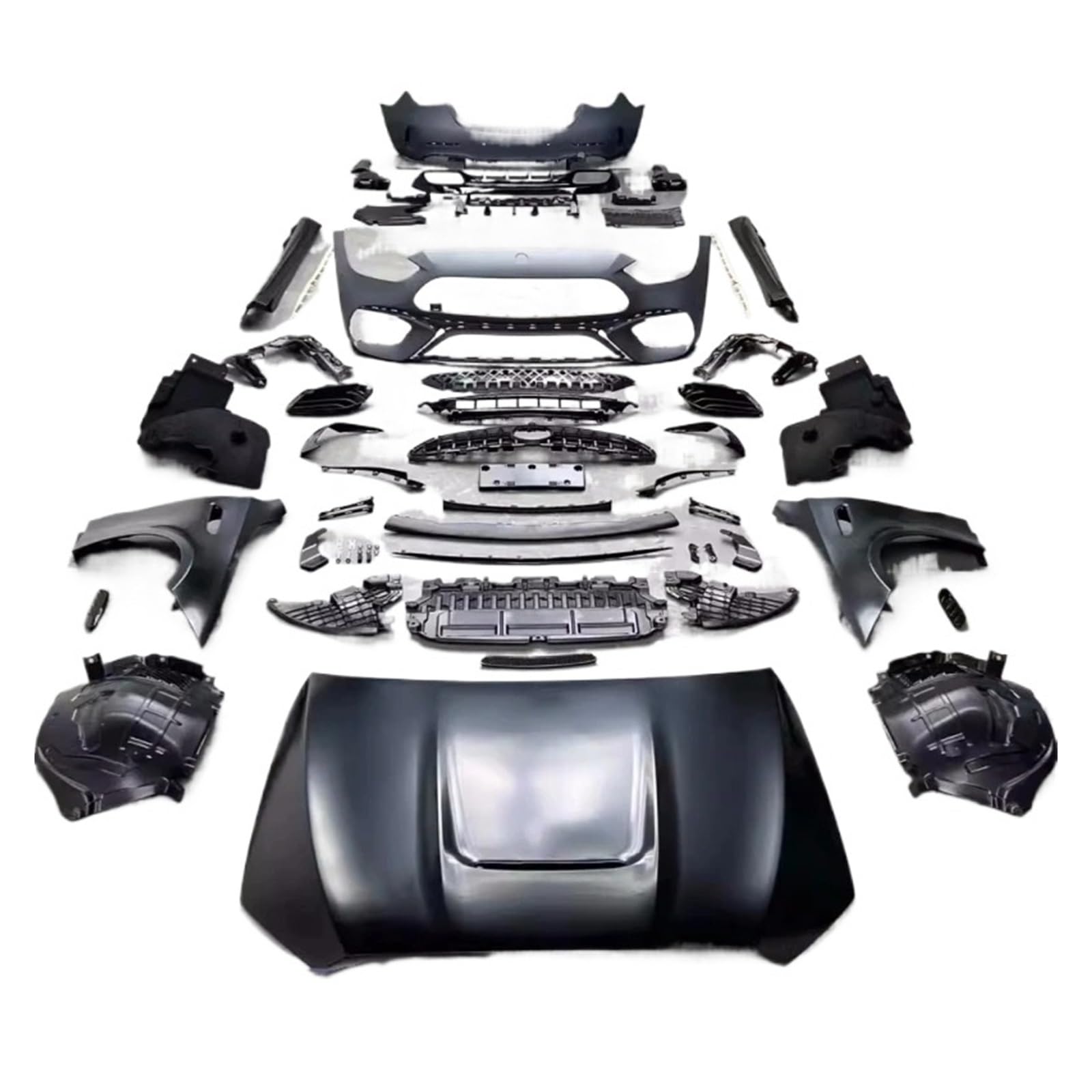 DACOLWZING Vordere und hintere Stoßstange, Kotflügel, Motorhaube, Grill, Seitenschweller, Hecklippe, Bodykit, Autozubehör, kompatibel mit Mercedes-Benz C-Klasse W206 2022–2024, modifiziert(Front rear von DACOLWZING