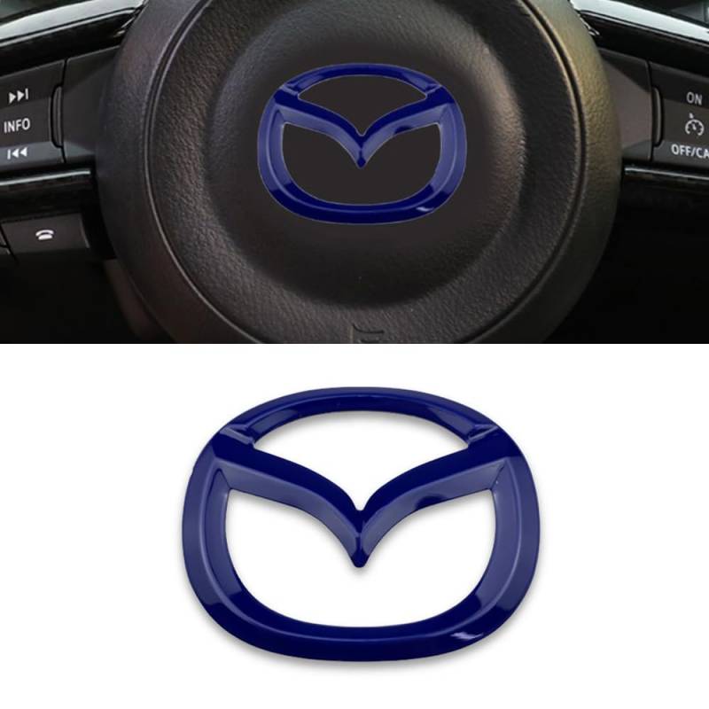 1 Psc Emblem Schwarz für Mazda 3 6 CX-3 CX-5 CX-9,4.5cm X 5.7cm Emblem Logo Aufkleber für Lenkrad Zubehör/Motorhaube Vorne und Hinten und Kofferraum Logo Key Remote Control Emblem,Blue von DADYM