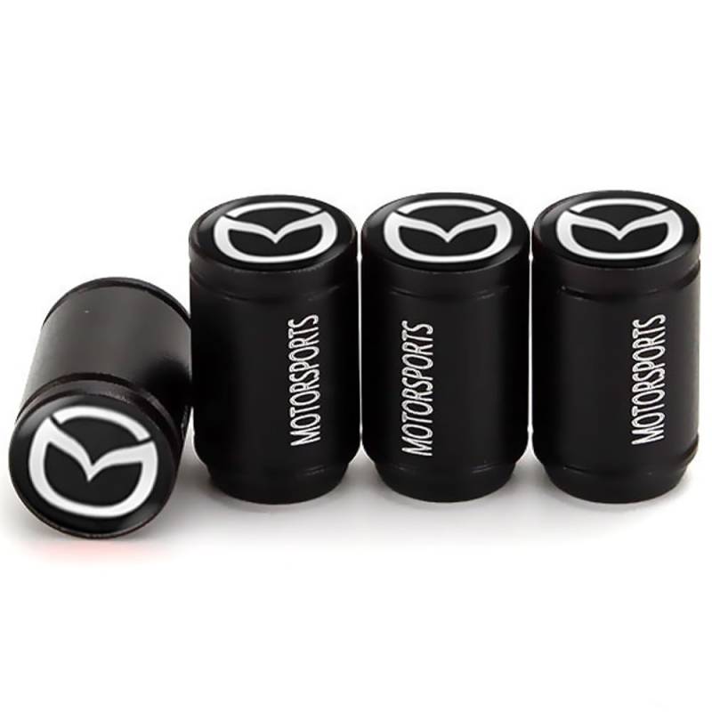 DADYM 4 pcs Ventilkappen Auto für Mazda CX-30,Aluminium Reifenventilkappen Auto Reifenventil Kappe Staubkappen Dichtung für Stabilen Reifendruck,Black von DADYM