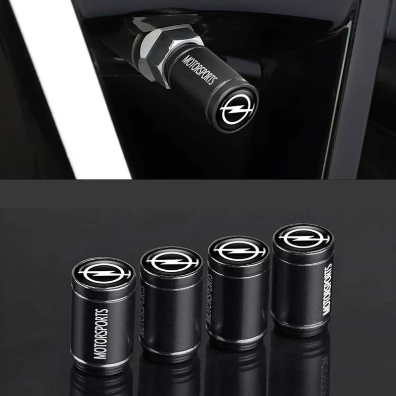 DADYM 4 pcs Ventilkappen Auto für Opel Grandland X Grandland,Aluminium Reifenventilkappen Auto Reifenventil Kappe Staubkappen Dichtung für Stabilen Reifendruck,Black von DADYM