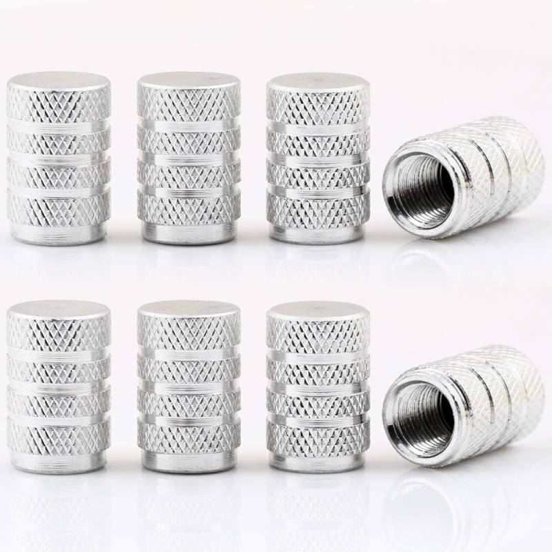 8 Set Ventilkappen Auto für Audi A8 (4D2,4D8) 1994-2005,Aluminium Reifenventilkappen Auto Reifenventil Kappe Staubkappen Dichtung für Stabilen Reifendruck,Silver von DADYM