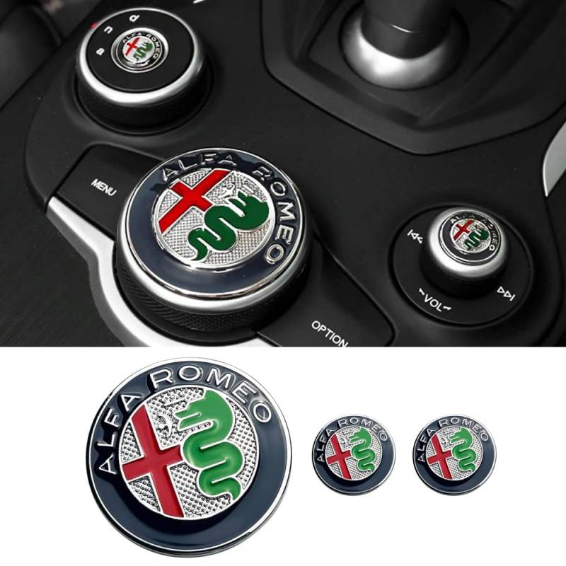 Auto Emblem Logo für Alfa Romeo Giulia Stelvio,Emblem Logo Aufkleber für Motorhaube Vorne und Hinten und Kofferraum Logo Abzeichen 3D Aufkleber,A von DADYM