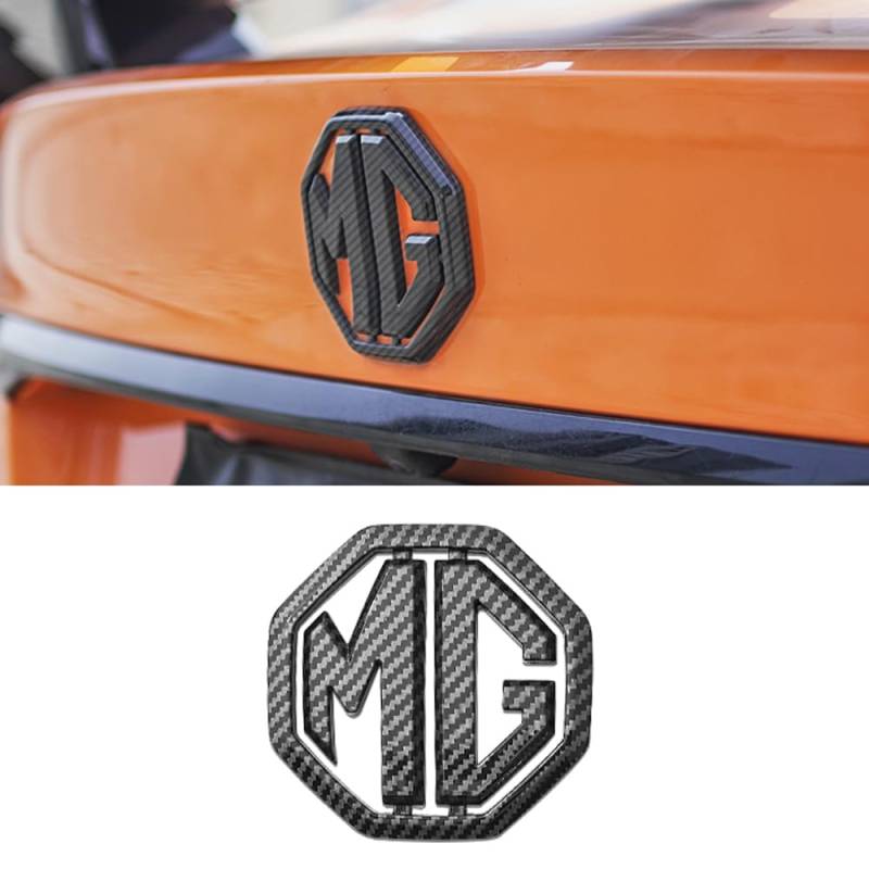Auto Emblem Logo für MG MG4 EV | ab 2022,Emblem Logo Aufkleber für Lenkrad/Motorhaube Vorne und Hinten und Kofferraum Logo Abzeichen 3D Aufkleber,Carbon Fiber/Rear Logo von DADYM