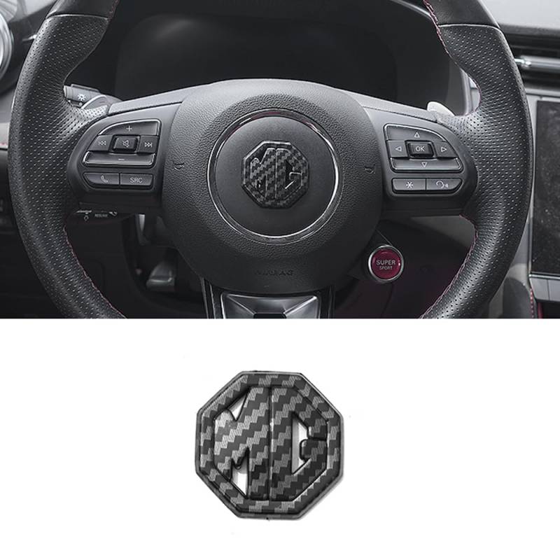 Auto Emblem Logo für MG MG4 EV | ab 2022,Emblem Logo Aufkleber für Lenkrad/Motorhaube Vorne und Hinten und Kofferraum Logo Abzeichen 3D Aufkleber,Carbon Fiber/Steering Wheel von DADYM