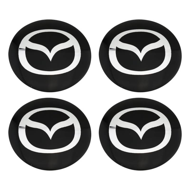 4 Stück nabendeckel 60mm für Mazda M2 M3 M5 M6 Axela Az-Offroad Biante,Radnabenkappen Logo-Aufklebern Mittelabdeckung 3D Emblem felgenaufkleber Abzeichen Aufkleber,Black von DADYM
