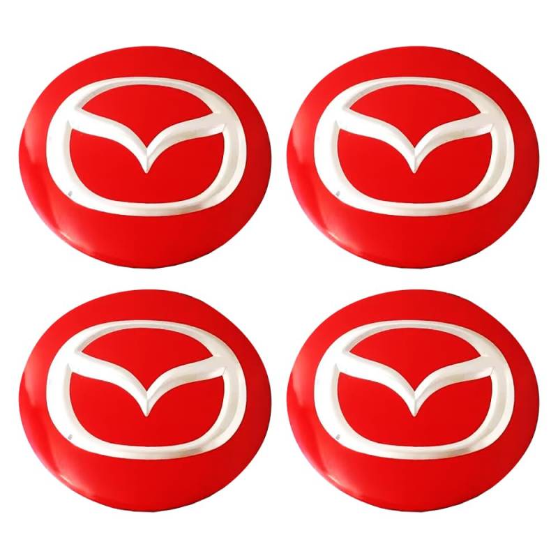 4 Stück nabendeckel 60mm für Mazda M2 M3 M5 M6 Axela Az-Offroad Biante,Radnabenkappen Logo-Aufklebern Mittelabdeckung 3D Emblem felgenaufkleber Abzeichen Aufkleber,Red von DADYM