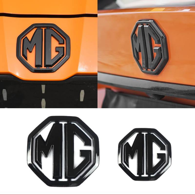 Auto Emblem Logo für MG MG4 EV | ab 2022,Emblem Logo Aufkleber für Lenkrad/Motorhaube Vorne und Hinten und Kofferraum Logo Abzeichen 3D Aufkleber,Black/Front and Rear Logo von DADYM