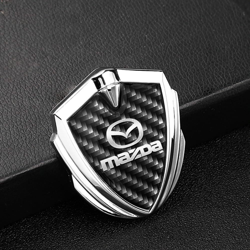 DADYM Emblem Schwarz für Mazda 2 3 5 6,6cm X 6.5cm Emblem Logo Aufkleber für Lenkrad Zubehör/Motorhaube Vorne und Hinten und Kofferraum Logo Key Remote Control Emblem(1 Psc),Silver von DADYM