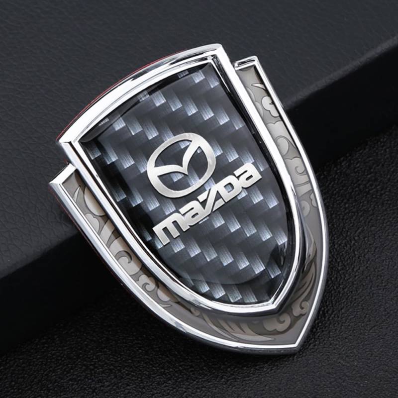 Emblem Schwarz für Mazda CX-3 CX-5 CX-30 CX-60,5.5cm X 7cm Emblem Logo Aufkleber für Lenkrad Zubehör/Motorhaube Vorne und Hinten und Kofferraum Logo Key Remote Control Emblem(1 Psc),Silver von DADYM
