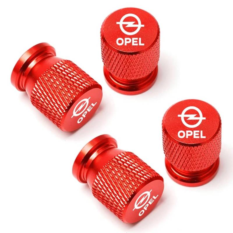 Ventilkappen Auto für Opel Astra Sports Tourer K B16,Aluminium Reifenventilkappen-4 Set Auto Reifenventil Kappe Staubkappen Dichtung für Stabilen Reifendruck,Red von DADYM