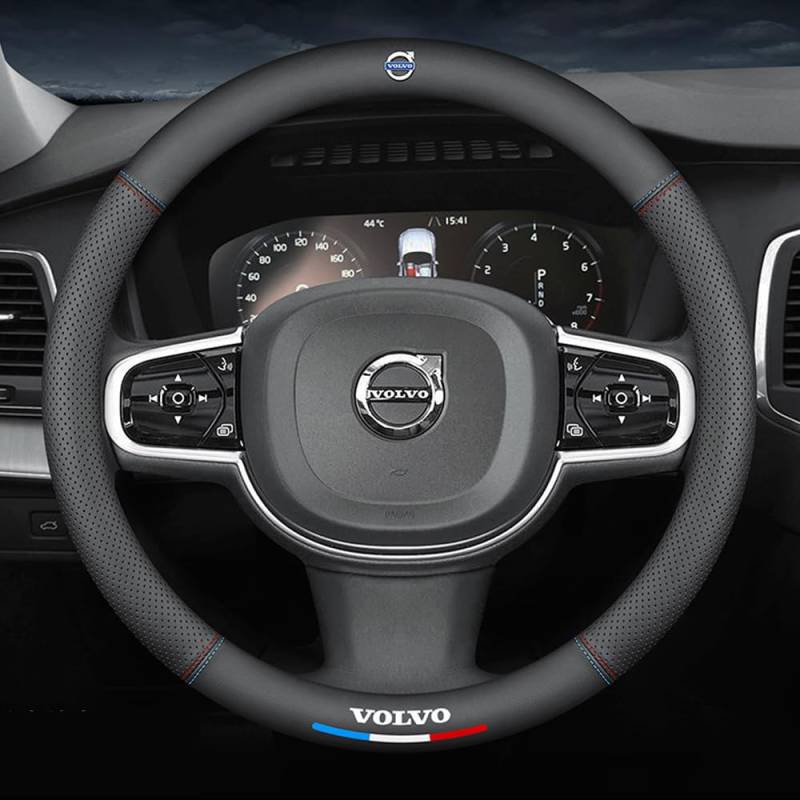 Lenkradbezug Auto für Volvo XC 60 (1. Gen. Bj 2008-2017),Mikrofaser Leder Lenkradhülle 38cm Lenkradhülle für Sommer & Winter Anti Rutsch Lenkradabdeckung Lenkradschoner,B von DADYM