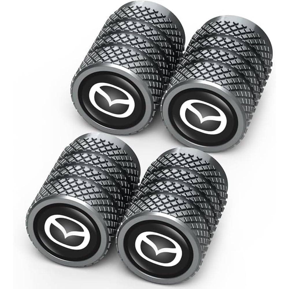 Ventilkappen Auto für Mazda 3 III Hatchback(BM),Aluminium Reifenventilkappen-4 Set Auto Reifenventil Kappe Staubkappen Dichtung für Stabilen Reifendruck von DADYM