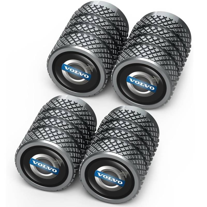 Ventilkappen Auto für Volvo XC40 XC60 XC90 V90 V60 S90 S60 2016-2020 2021 2022,Aluminium Reifenventilkappen-4 Set Auto Reifenventil Kappe Staubkappen Dichtung für Stabilen Reifendruck von DADYM
