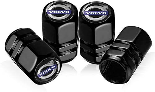 Ventilkappen Auto für Volvo XC40 XC60 XC90 V90 V60 S90 S60 2016-2020 2021 2022,Aluminium Reifenventilkappen-4 Set Auto Reifenventil Kappe Staubkappen Dichtung für Stabilen Reifendruck von DADYM