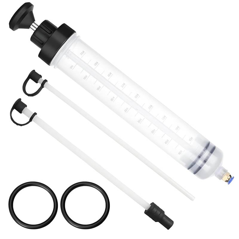DAJASD Ölabsaugpumpe 500ML, Ölpumpe Handpumpe mit 2 Schlauch und EIN Paar Ersatzgummiringe, Absaugpumpe Absaugsprize, Ölspritze für Motor, Getriebe, Hinterachsöl und Kühlflüssigkeit von DAJASD