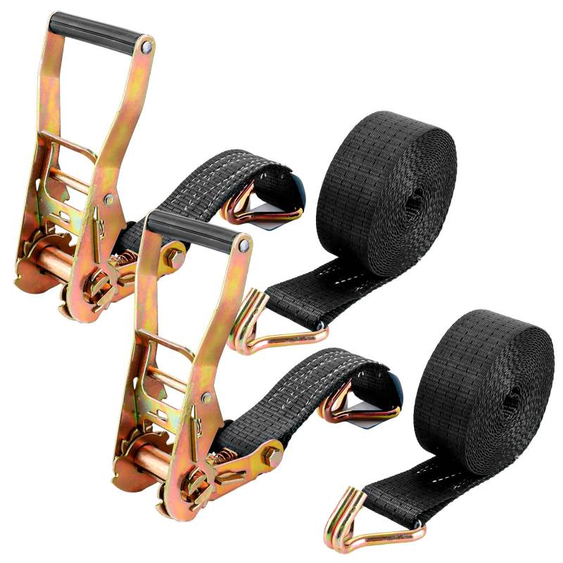 DAJAVE 2er Set Spanngurte mit Ratsche und Haken - 6m 800KG Spanngurte mit Haken, Zurrgurte mit Ratsche - Ratschen Set - Ratschengurte 6m von DAJAVE
